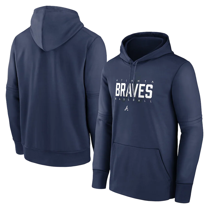 Men's Navy Atlanta Braves Pregame Performance Pullover Hoodie